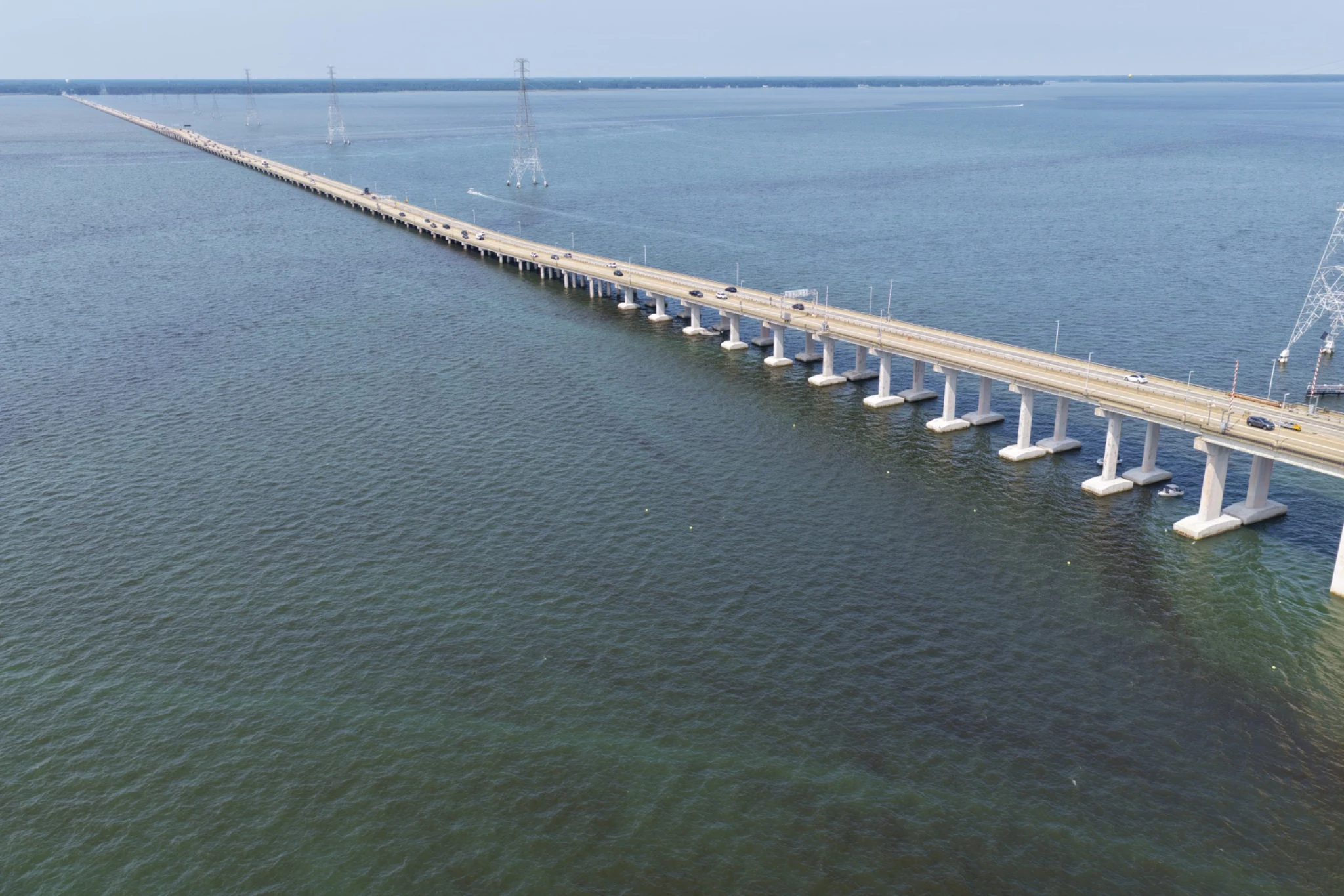 Long bridge approach over water