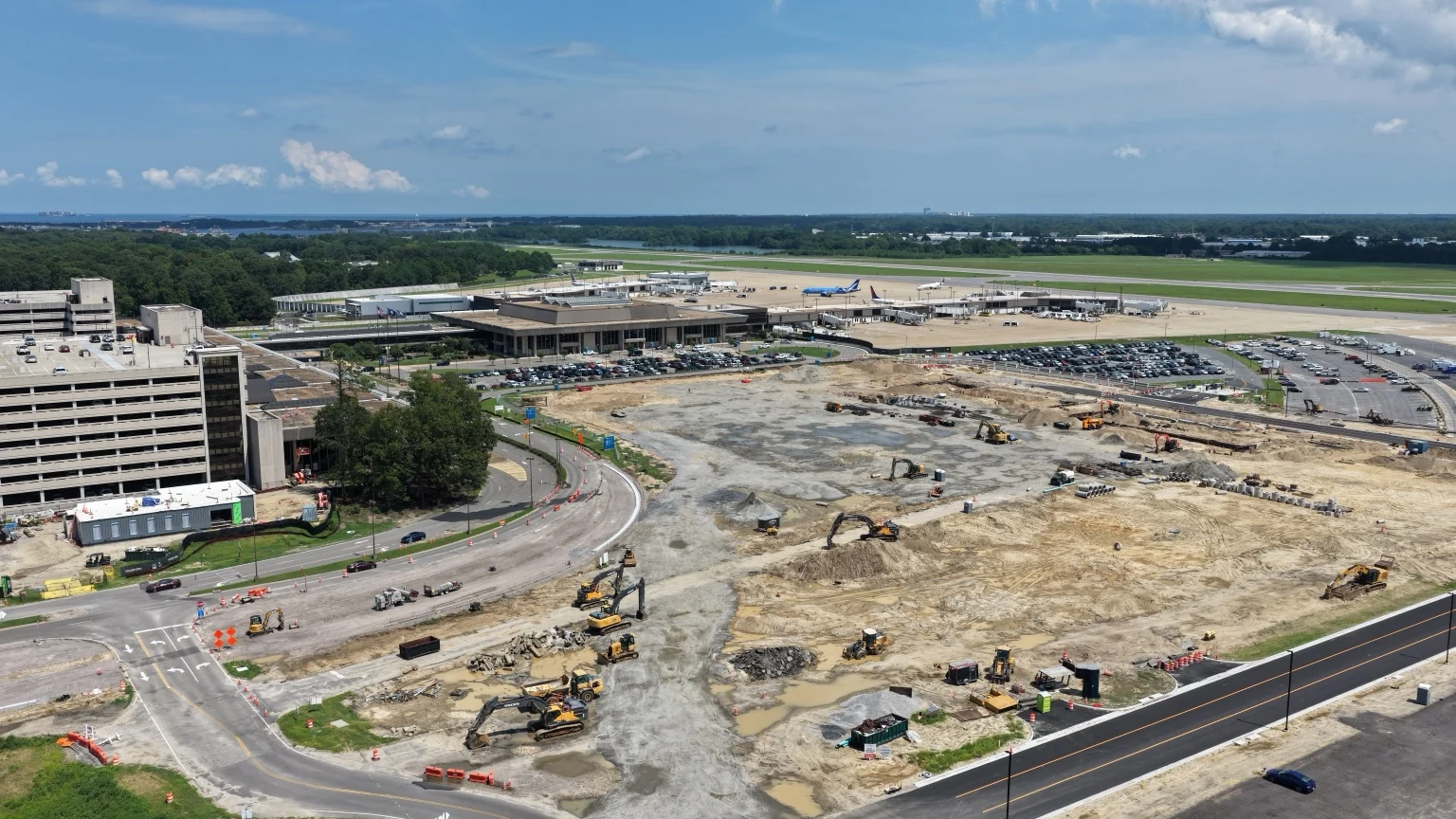 Commercial airport development documented from the air
