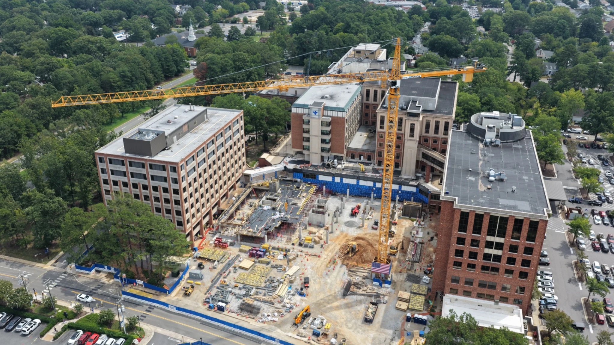 Bon Secours St. Mary's Hospital active construction and foundation progress