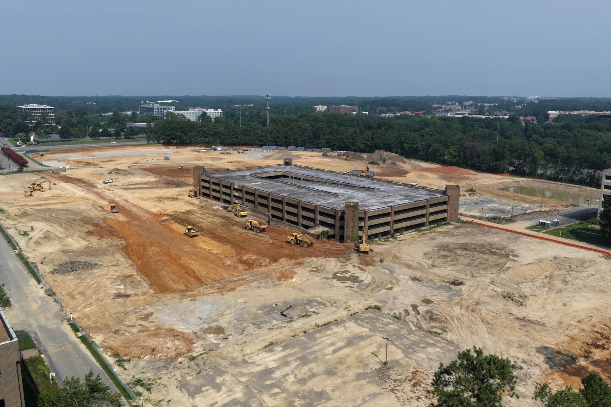 Midtown redevelopment demolition and cleared-site aerial overview