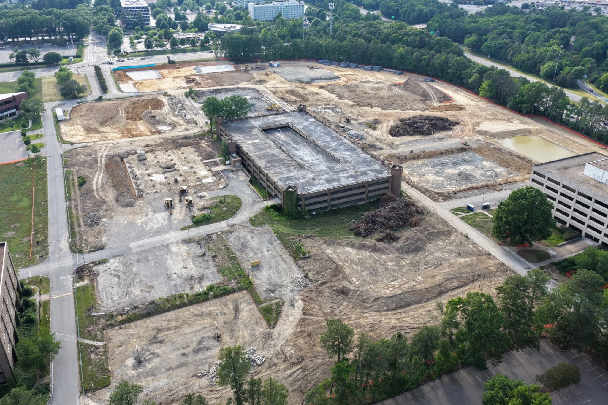 High oblique aerial of the cleared Midtown redevelopment site