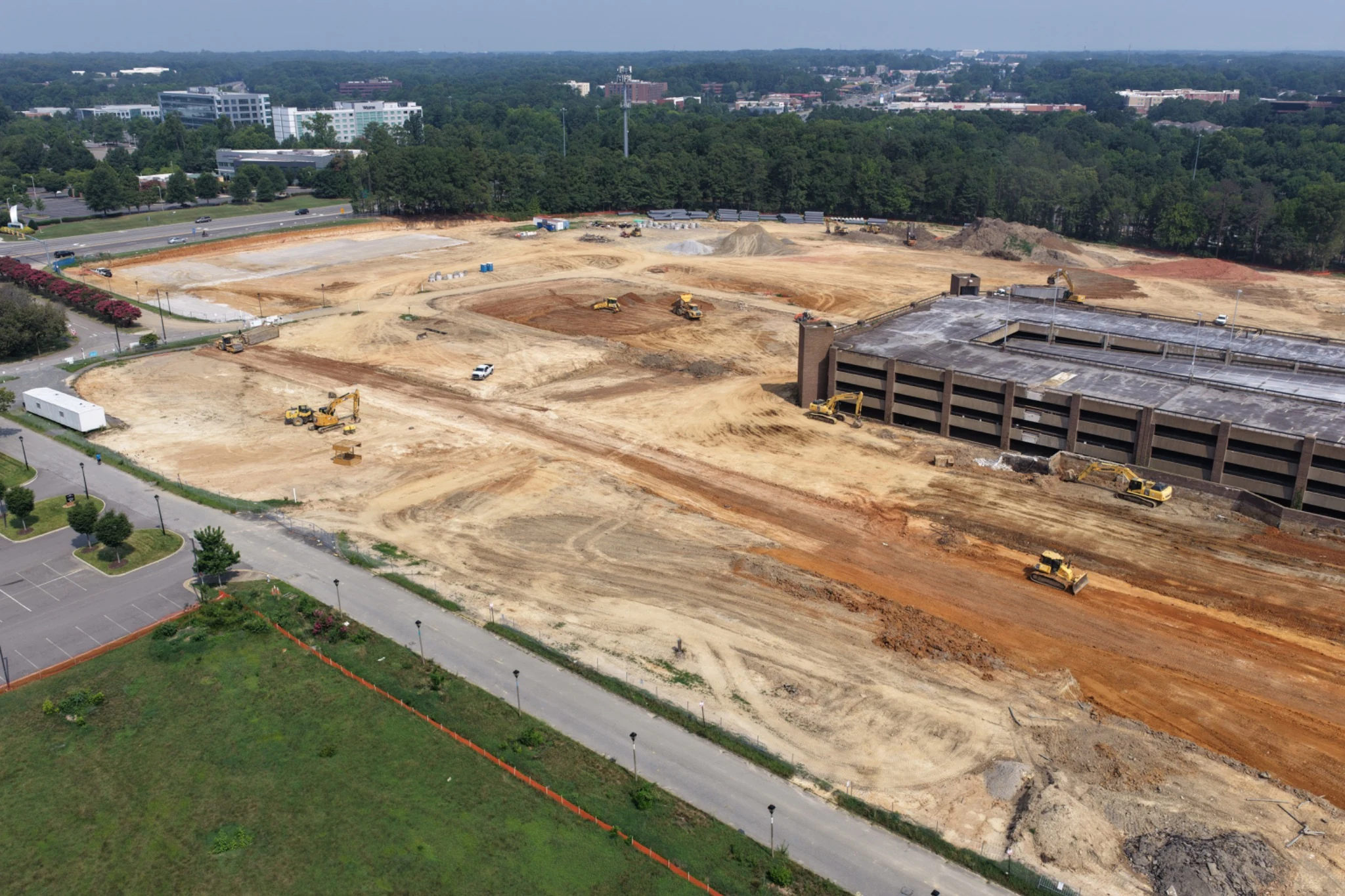 Wide Midtown post-demolition site-preparation overview