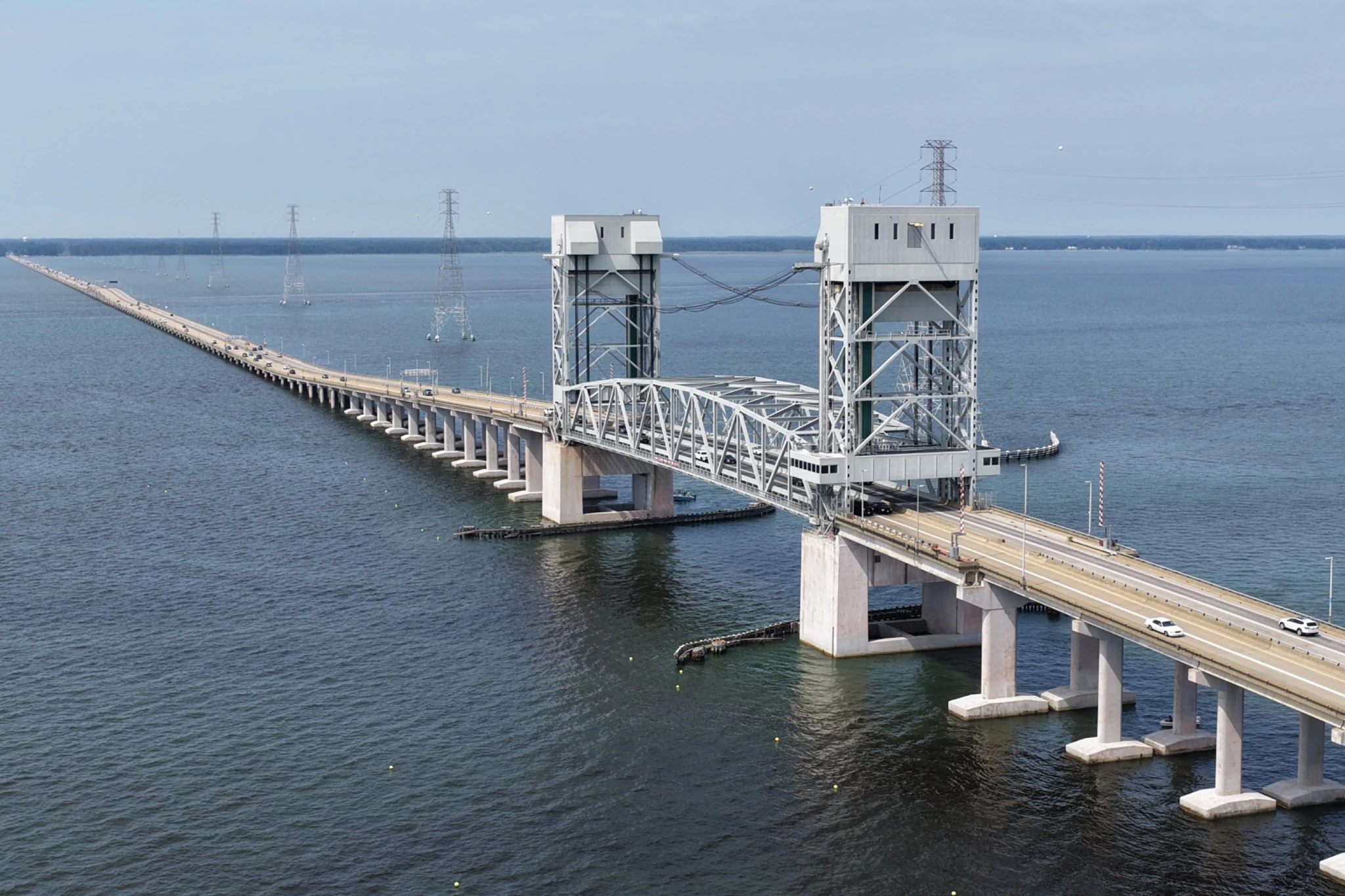 Newport News bridge infrastructure aerial view