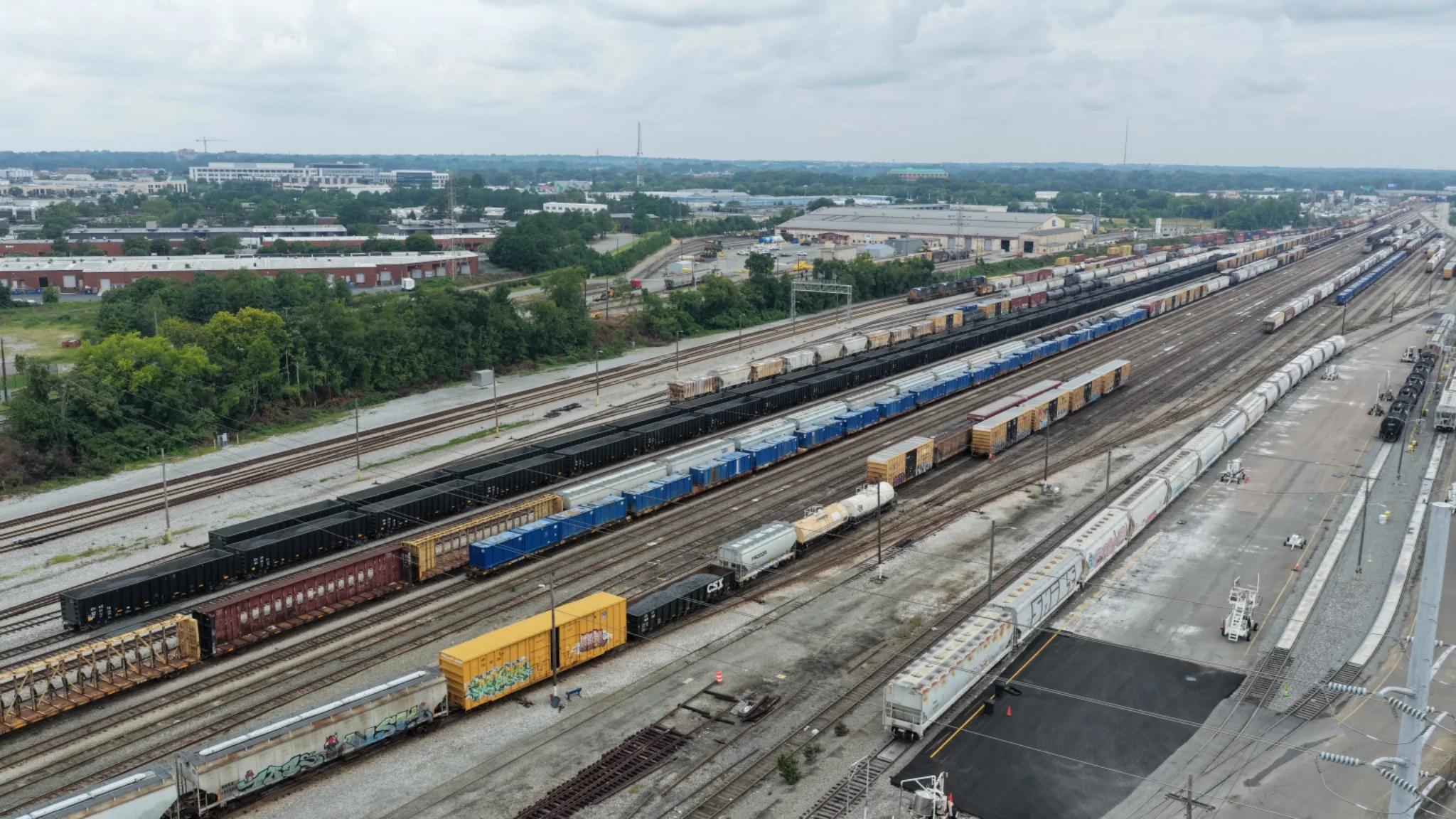 Rolling-stock staging.