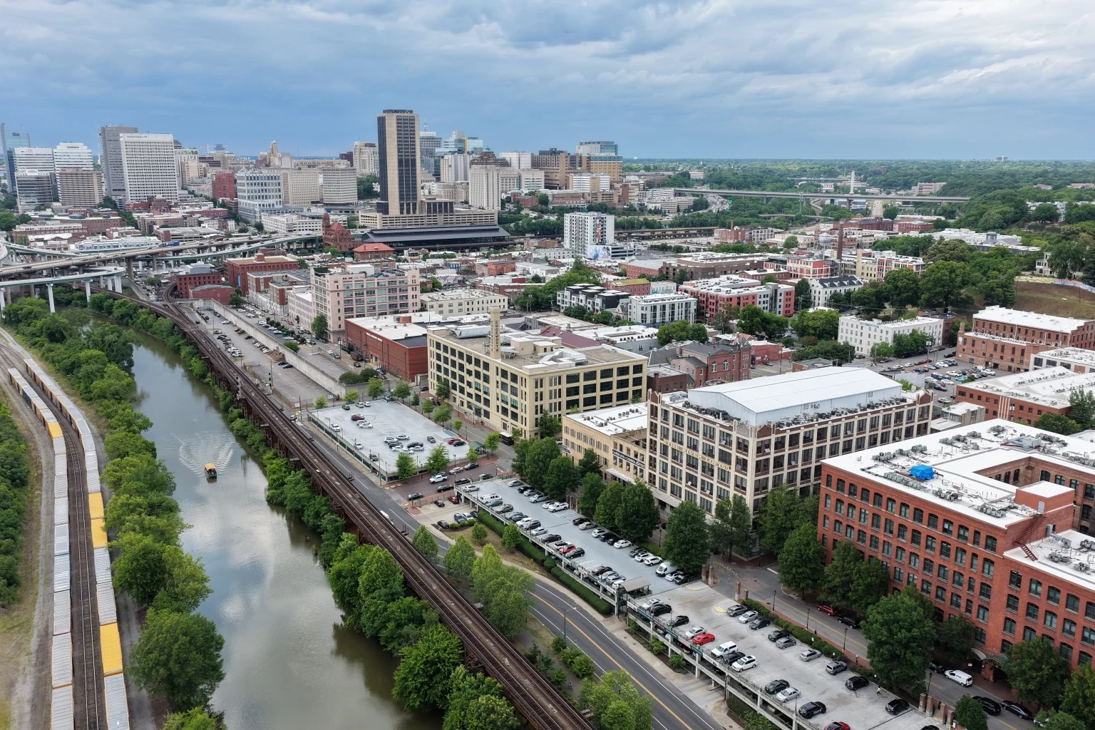 Shockoe Bottom aerial urban perspective