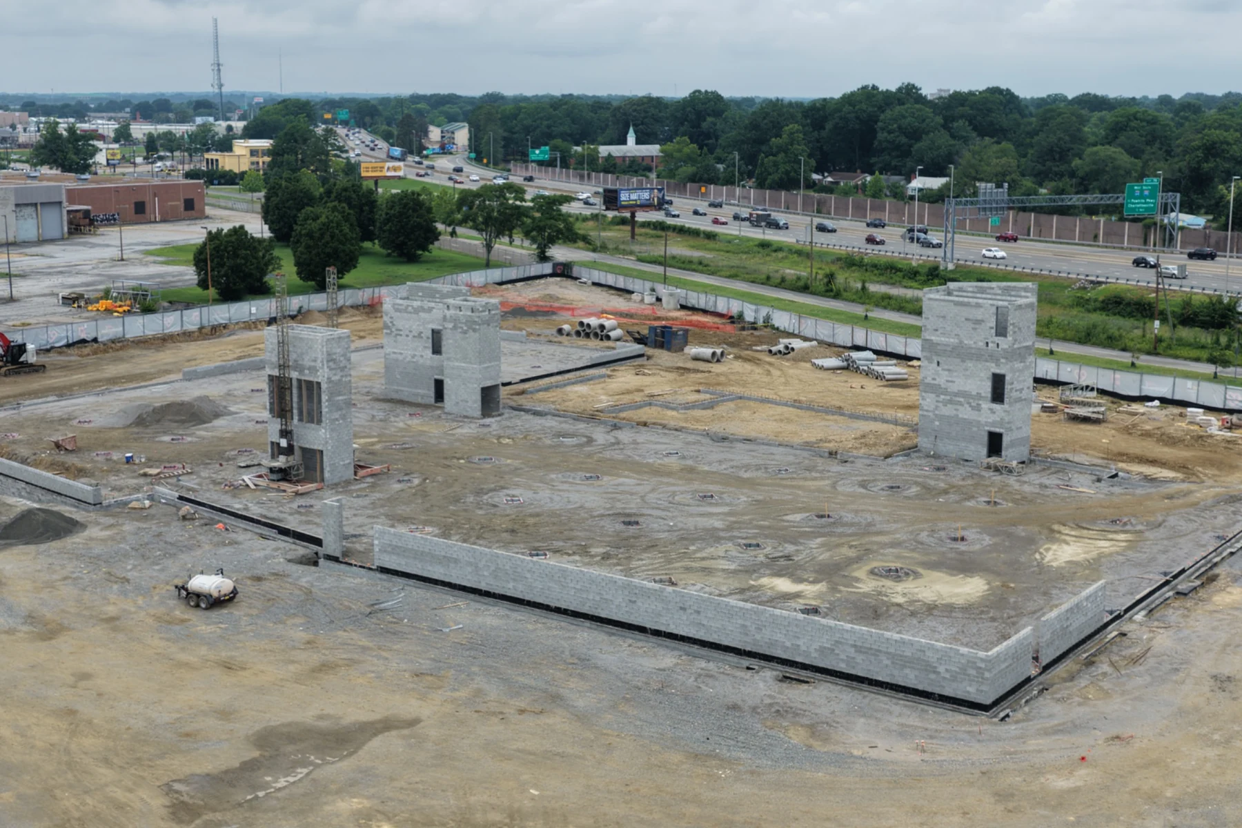 VCU Heart Center vertical concrete cores emerging on June 28, 2026.