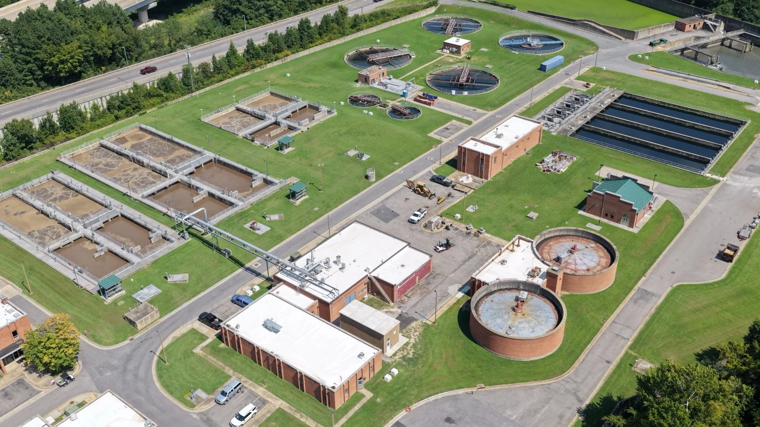 Context view showing treatment infrastructure within the larger industrial and transportation landscape.