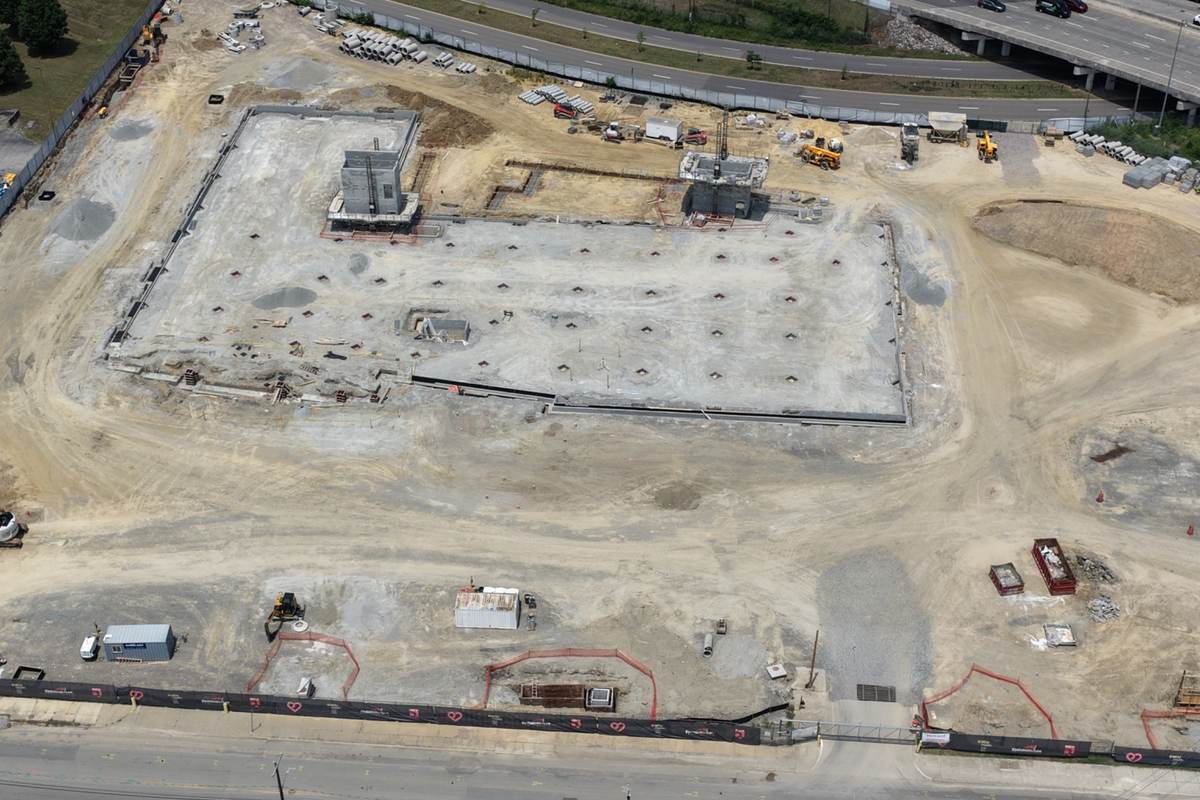 Richmond aerial foundation progress documentation for active construction site and jobsite condition reporting